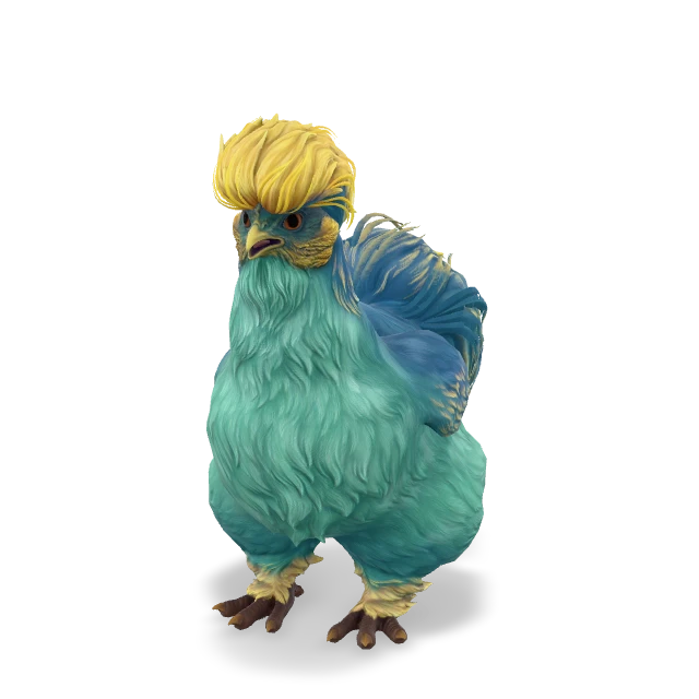 CS2 Silkie chicken — Aqua with Yellow