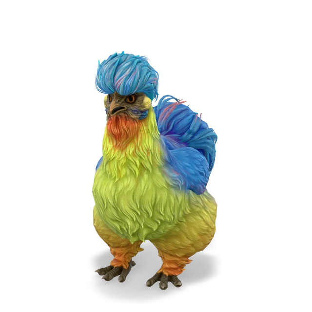CS2 Silkie chicken — Blue with Red Beard