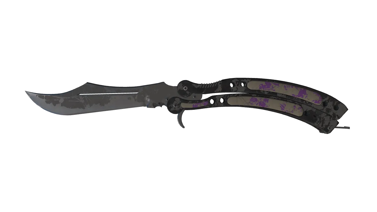 ★ Butterfly Knife | Ultraviolet (Battle-Scarred) — Dust II light, front