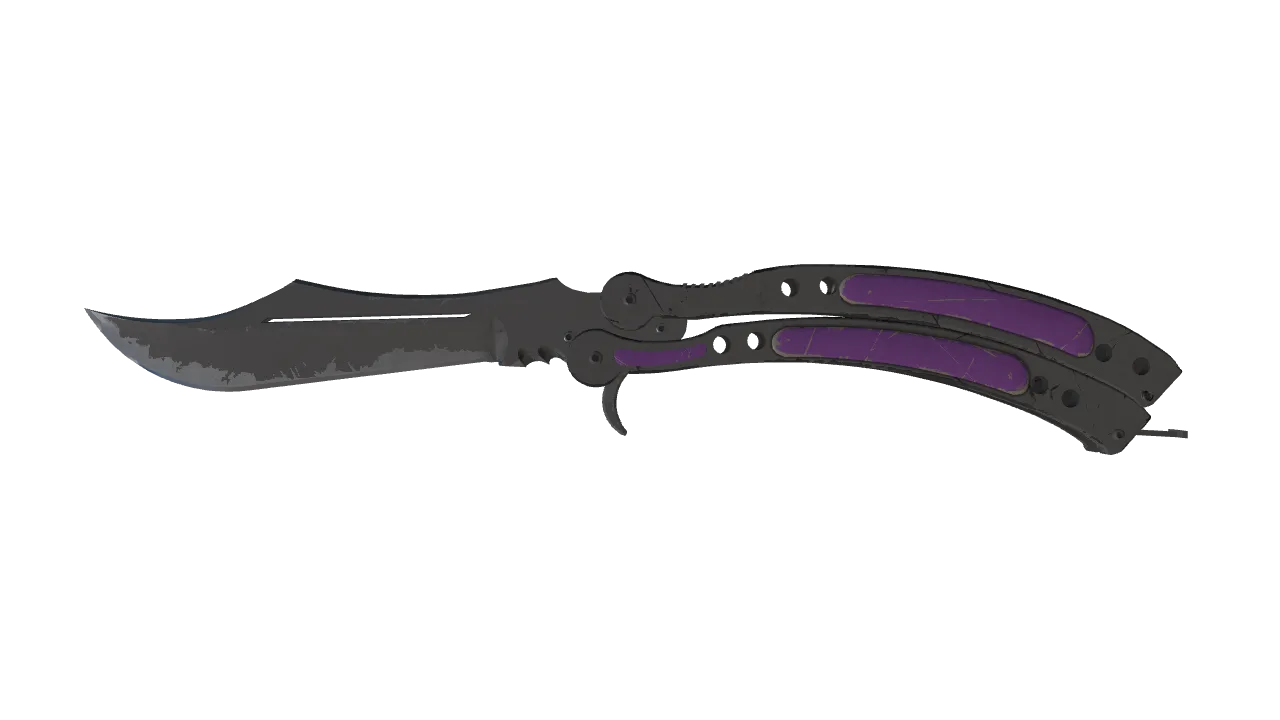 ★ Butterfly Knife | Ultraviolet (Well-Worn) — Dust II light, front