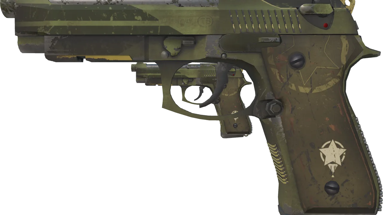 Dual Berettas | Retribution (Field-Tested) — Dust II light, front