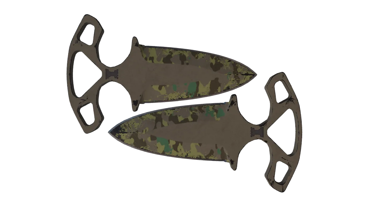 StatTrak™ ★ Shadow Daggers | Boreal Forest (Well-Worn) — Dust II light, front