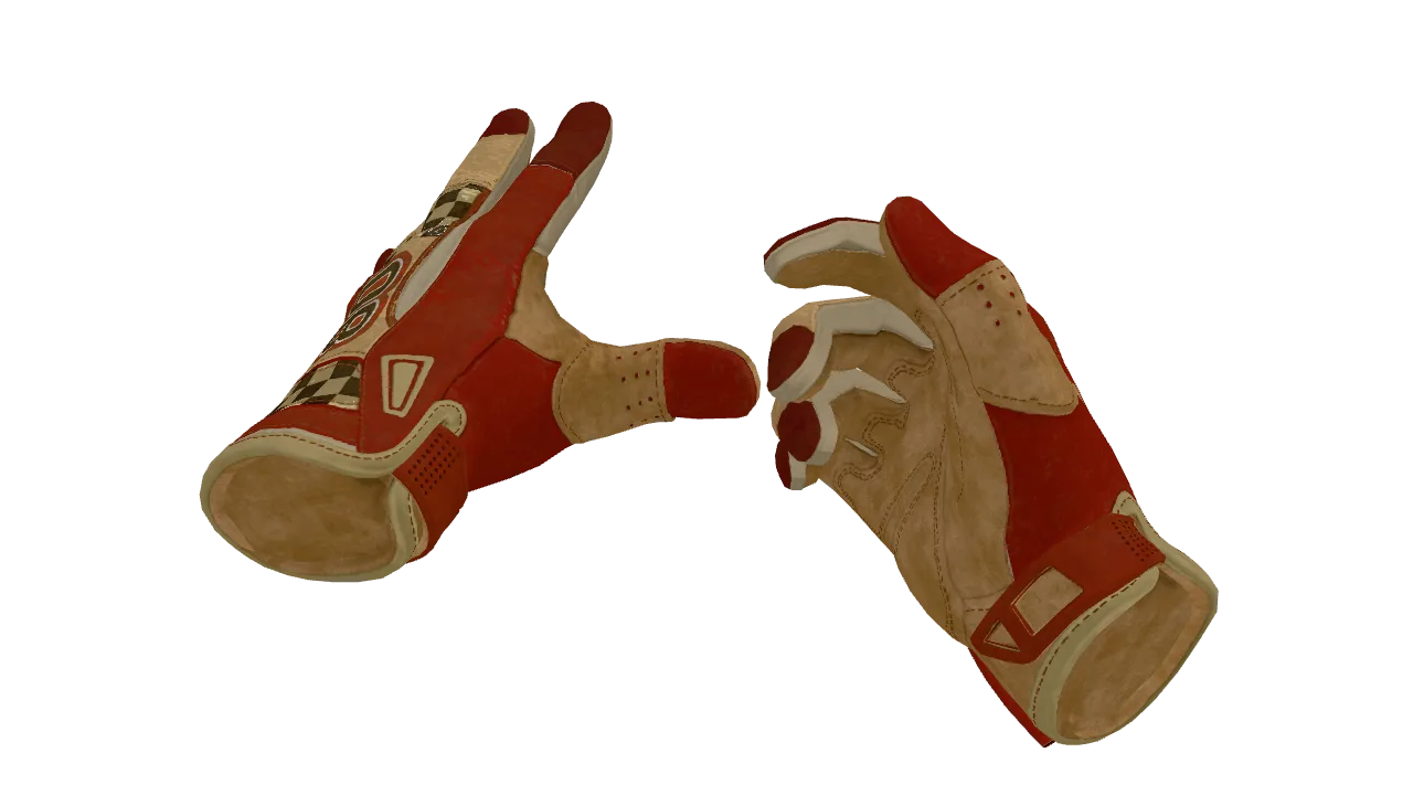 ★ Sport Gloves | Red Racer (Minimal Wear) — Dust II light, front