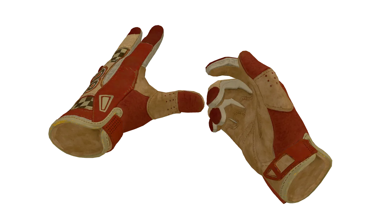 ★ Sport Gloves | Red Racer (Well-Worn) — Dust II light, front