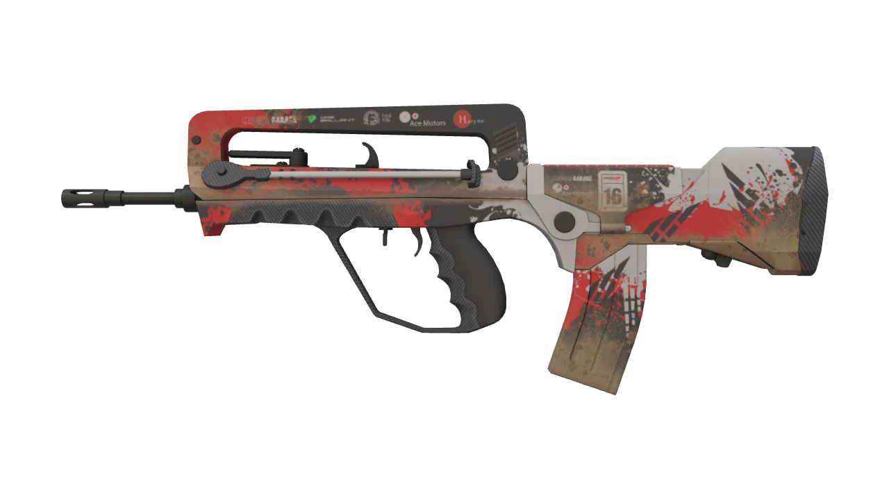 FAMAS | Roll Cage (Minimal Wear) — Dust II light, front