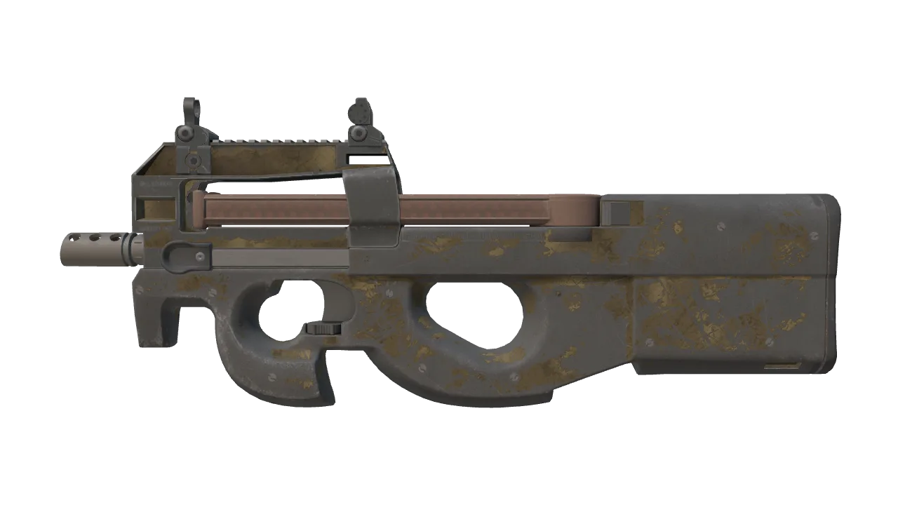 P90 | Sand Spray (Battle-Scarred) — Dust II light, front