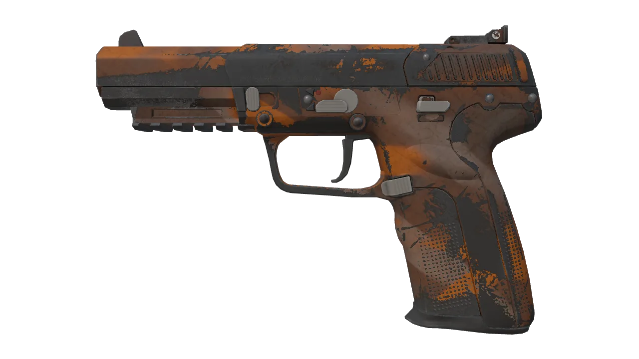Five-SeveN | Orange Peel (Well-Worn) — Dust II light, front