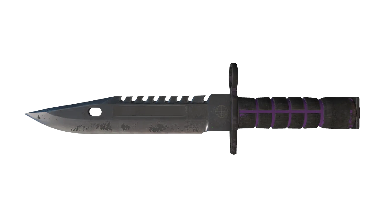 ★ M9 Bayonet | Ultraviolet (Battle-Scarred) — Dust II light, front