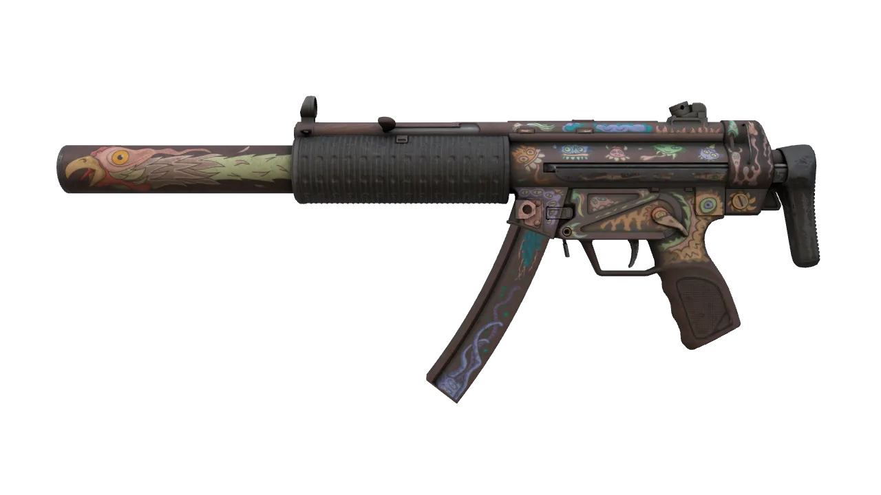 Souvenir MP5-SD | Necro Jr. (Battle-Scarred) — Dust II light, front