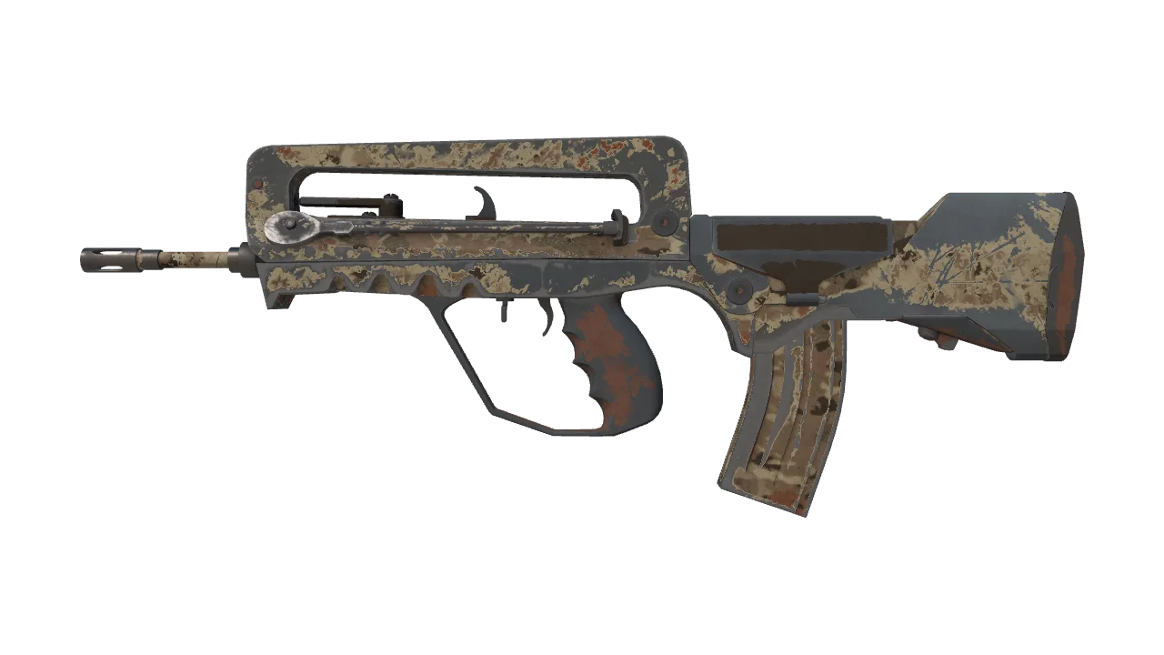 FAMAS | CaliCamo (Battle-Scarred) — Dust II light, front
