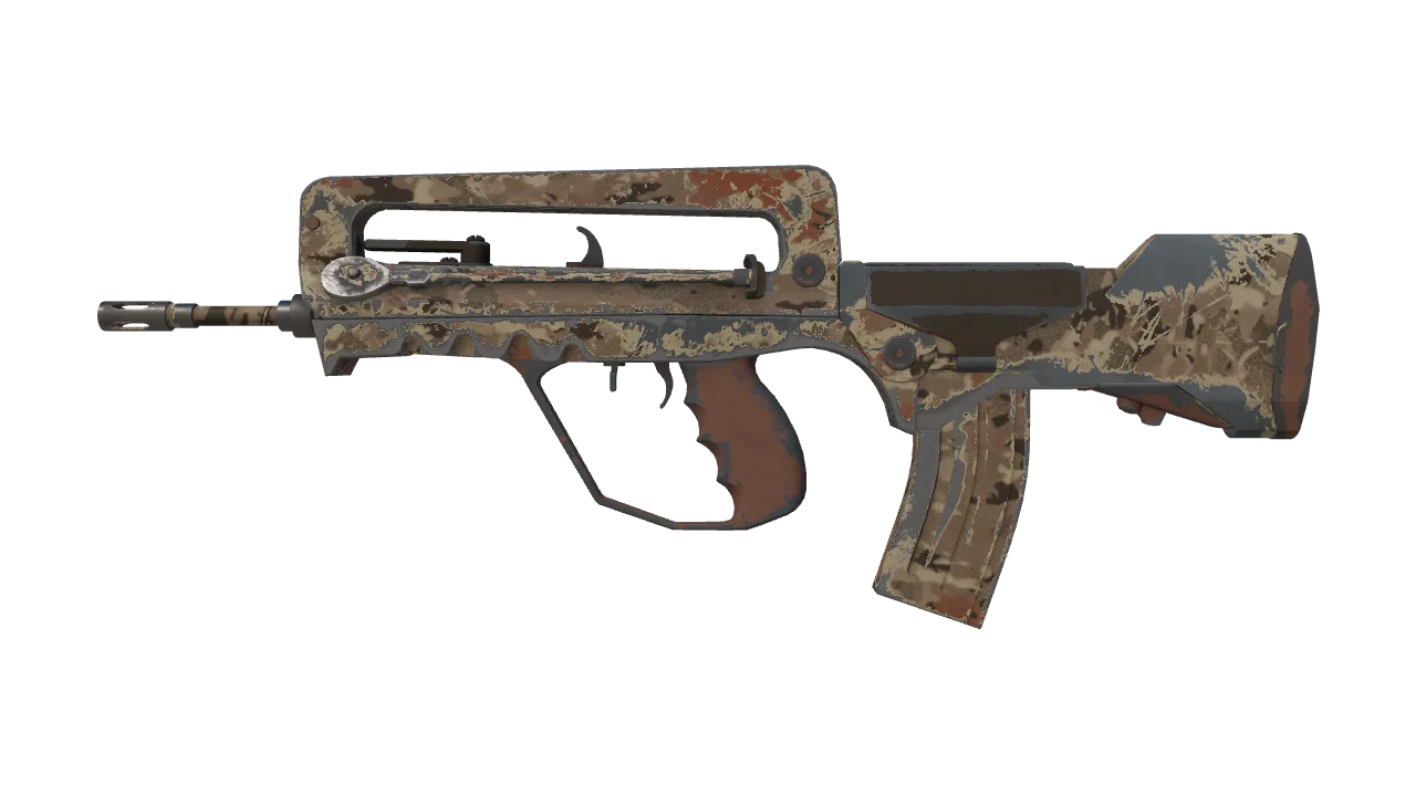 FAMAS | CaliCamo (Well-Worn) — Dust II light, front