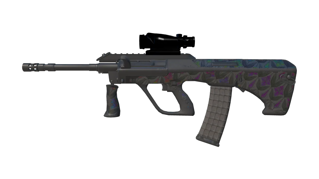 AUG | Midnight Lily (Well-Worn) — Dust II light, front