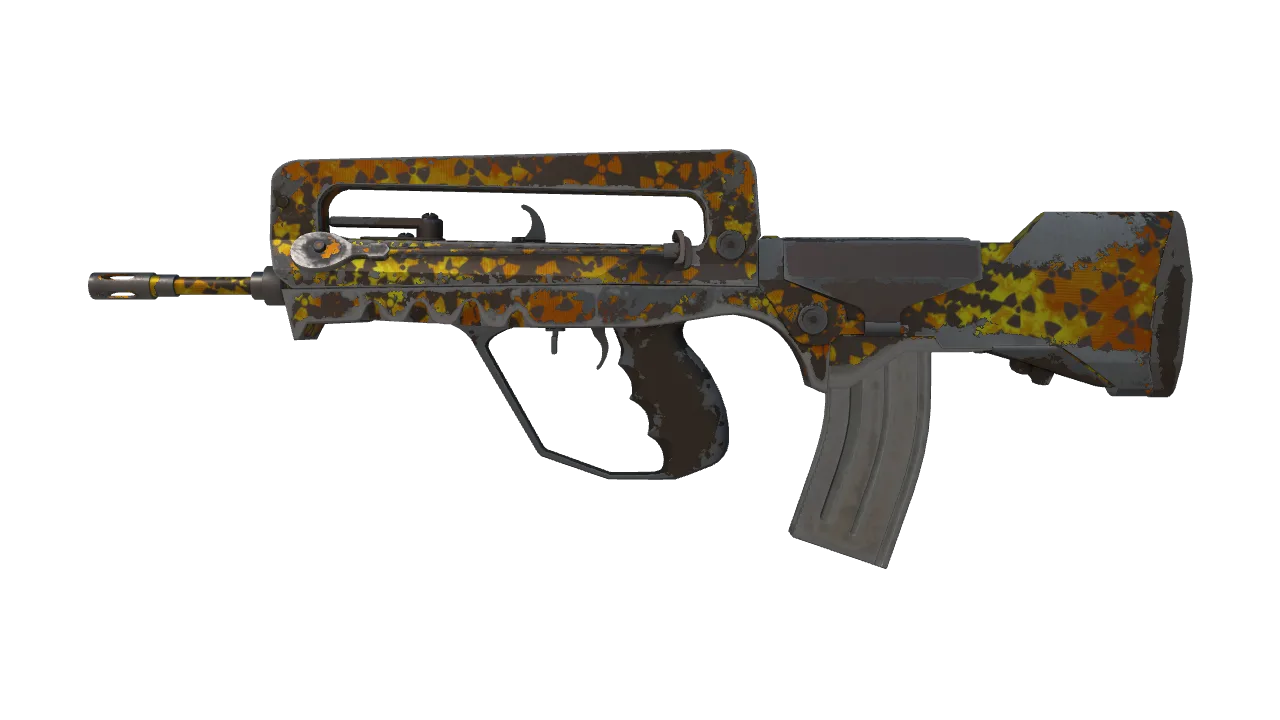 Souvenir FAMAS | Meltdown (Well-Worn) — Dust II light, front