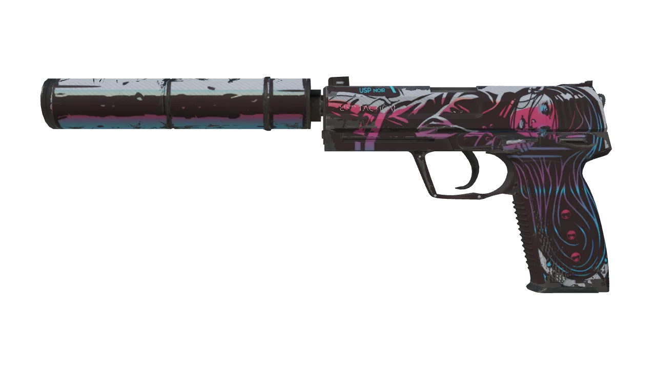 USP-S | Neo-Noir (Well-Worn) — Dust II light, front
