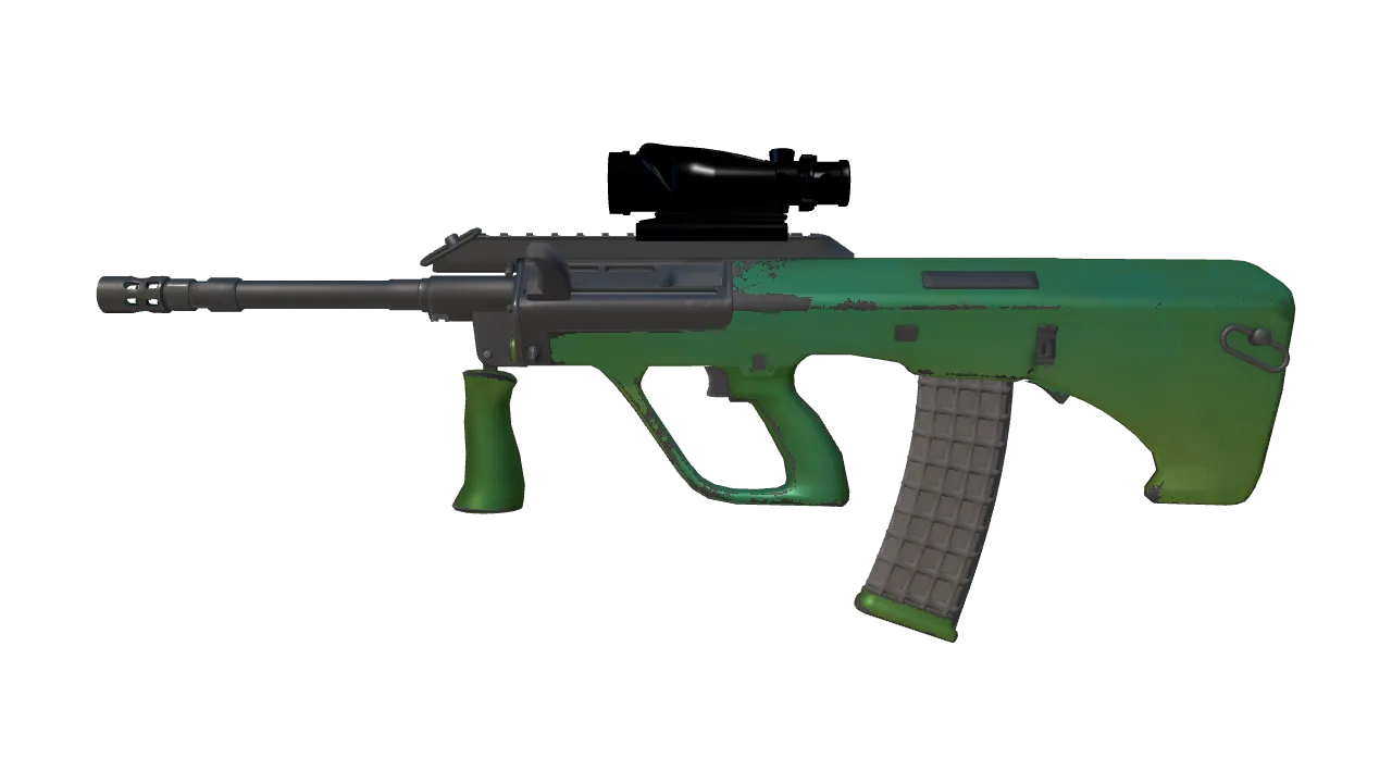 Souvenir AUG | Carved Jade (Minimal Wear) — Dust II light, front