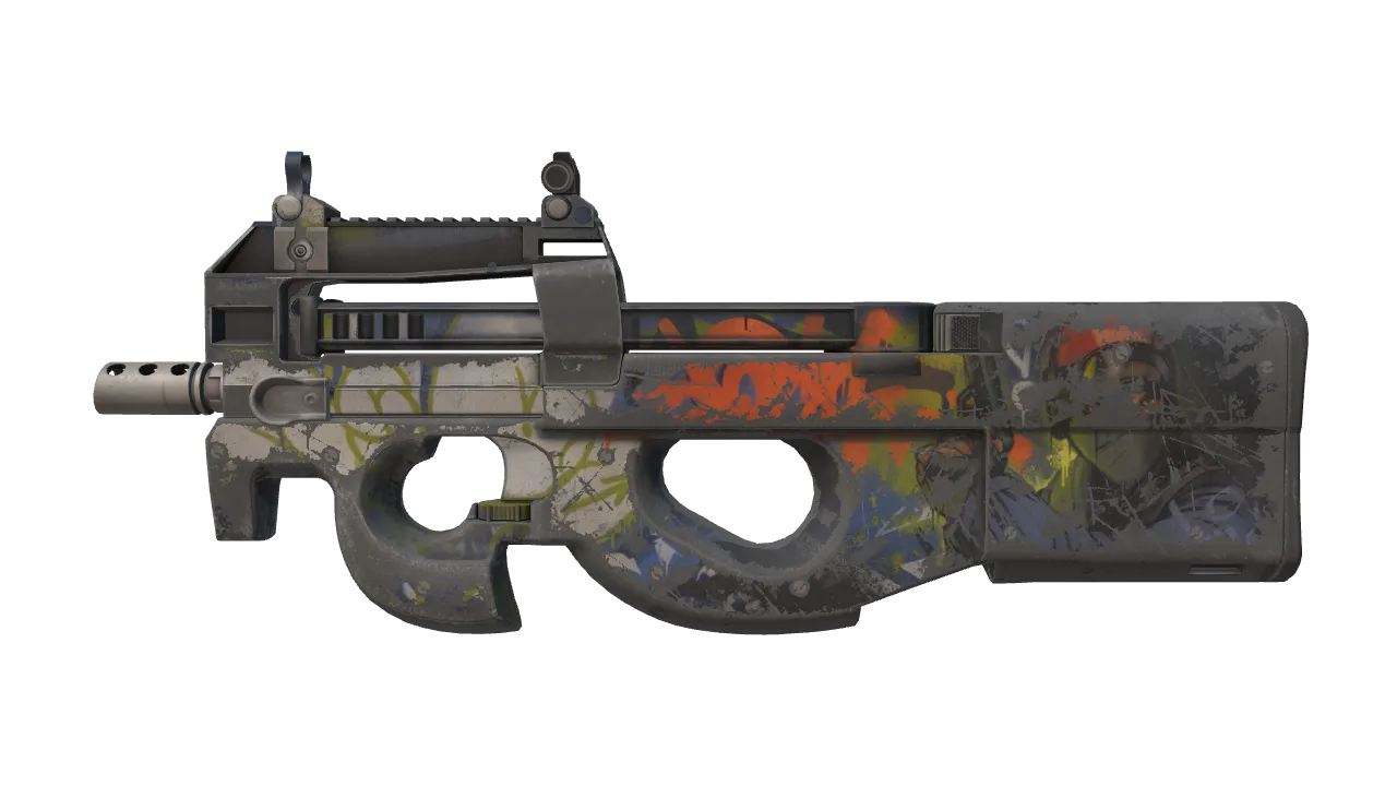 P90 | Nostalgia (Battle-Scarred) — Dust II light, front