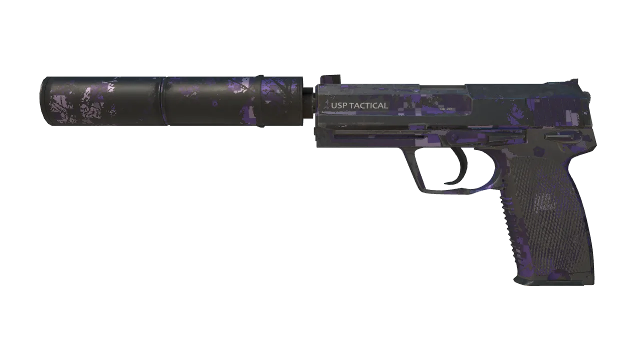 USP-S | Purple DDPAT (Battle-Scarred) — Dust II light, front
