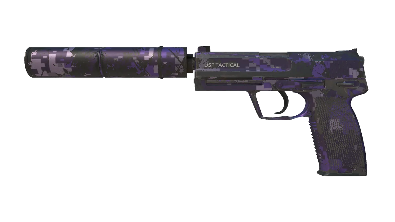 USP-S | Purple DDPAT (Well-Worn) — Dust II light, front