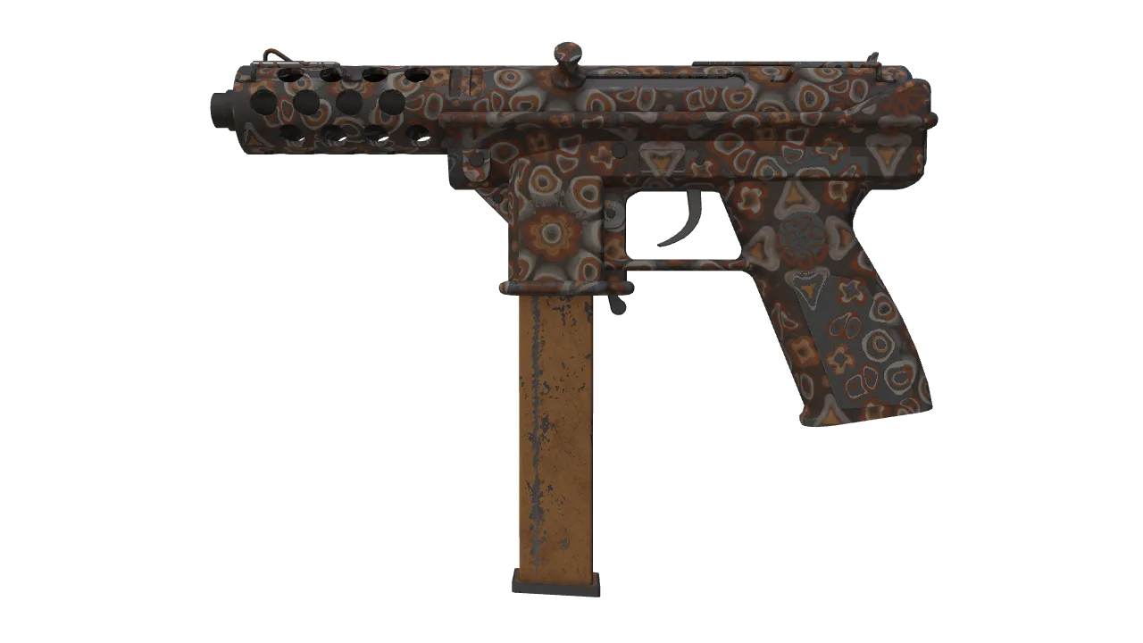 Tec-9 | Orange Murano (Battle-Scarred) — Dust II light, front