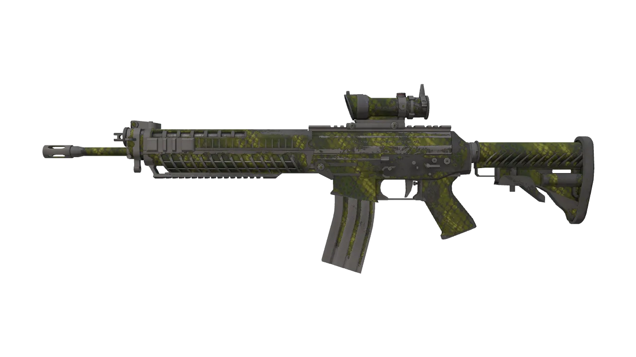 Souvenir SG 553 | Gator Mesh (Battle-Scarred) — Dust II light, front