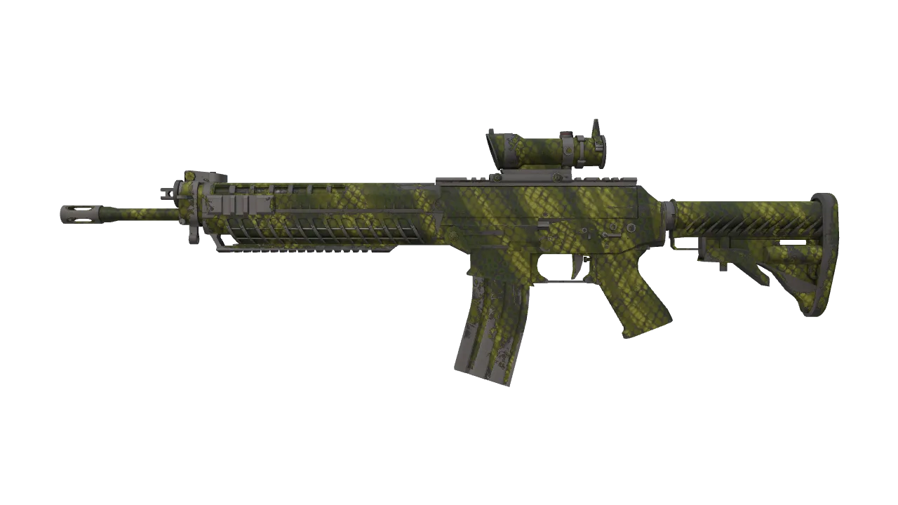Souvenir SG 553 | Gator Mesh (Field-Tested) — Dust II light, front
