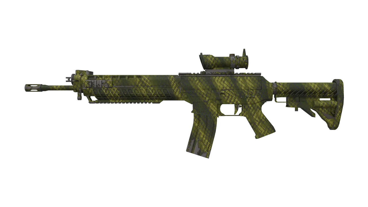 Souvenir SG 553 | Gator Mesh (Minimal Wear) — Dust II light, front