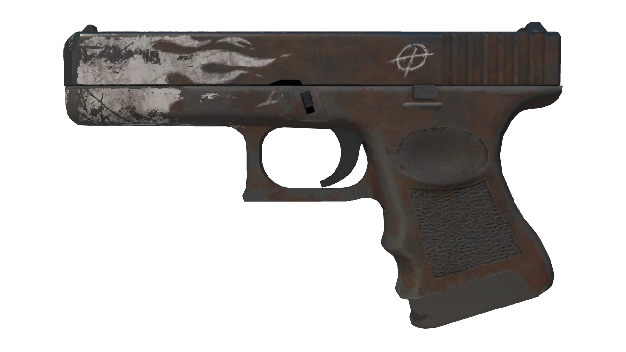 Glock-18 | Oxide Blaze (Battle-Scarred) — Dust II light, front