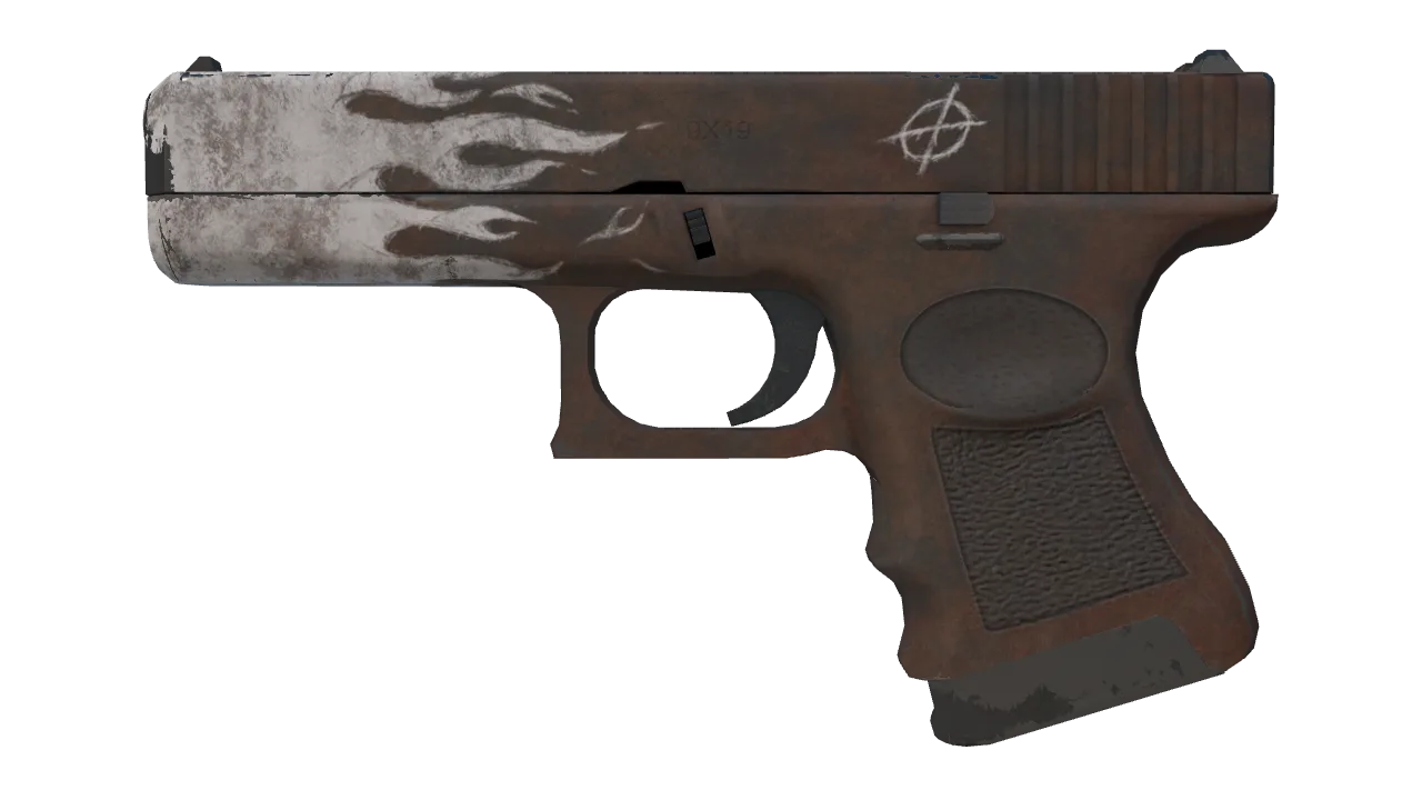 Glock-18 | Oxide Blaze (Field-Tested) — Dust II light, front
