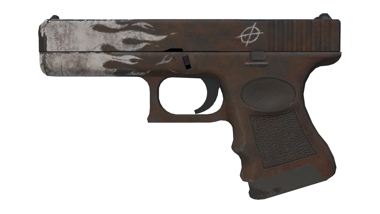 Glock-18 | Oxide Blaze (Well-Worn) — Dust II light, front