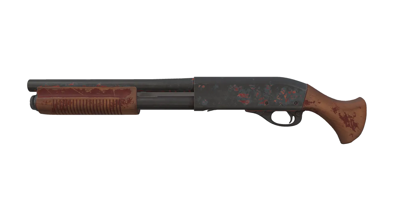 Sawed-Off | Crimson Batik (Battle-Scarred) — Dust II light, front