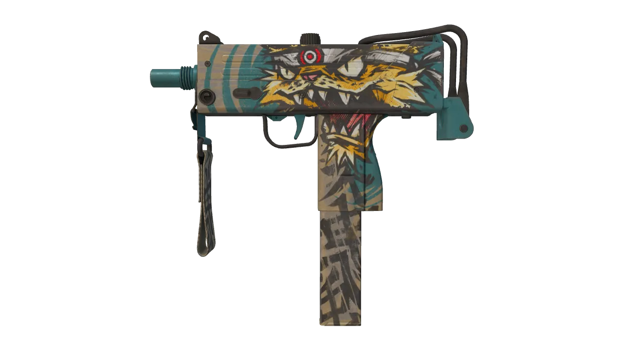 MAC-10 | Cat Fight (Well-Worn) — Dust II light, front