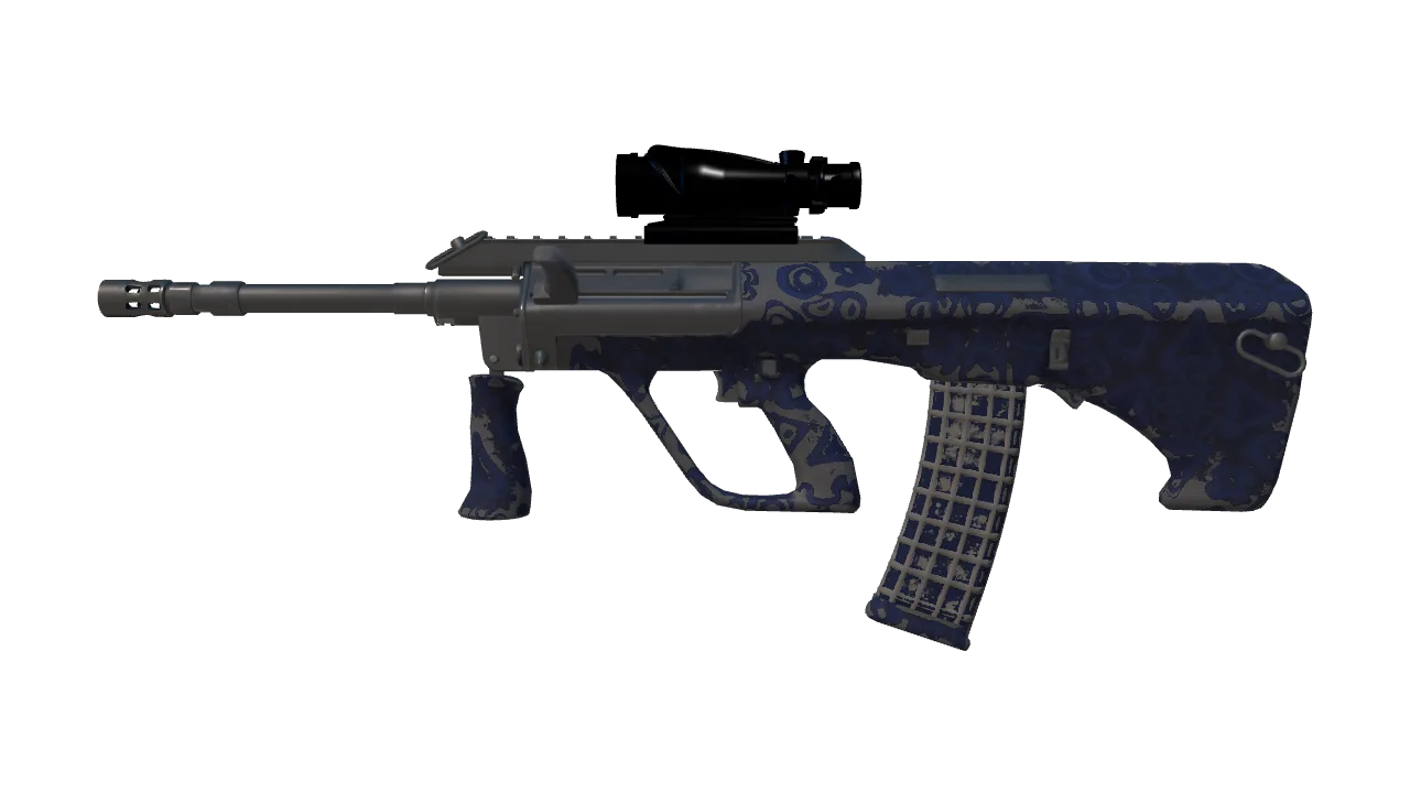 AUG | Navy Murano (Battle-Scarred) — Dust II light, front