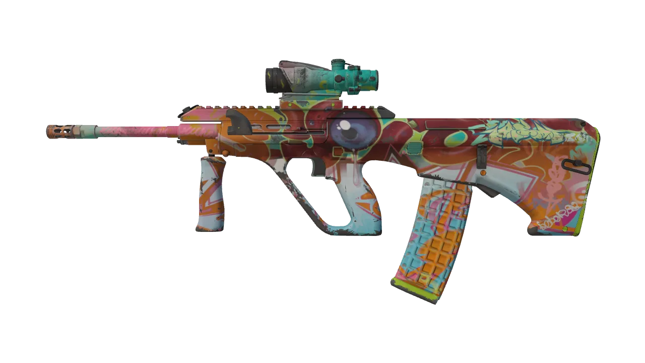 Souvenir AUG | Eye of Zapems (Well-Worn) — Dust II light, front