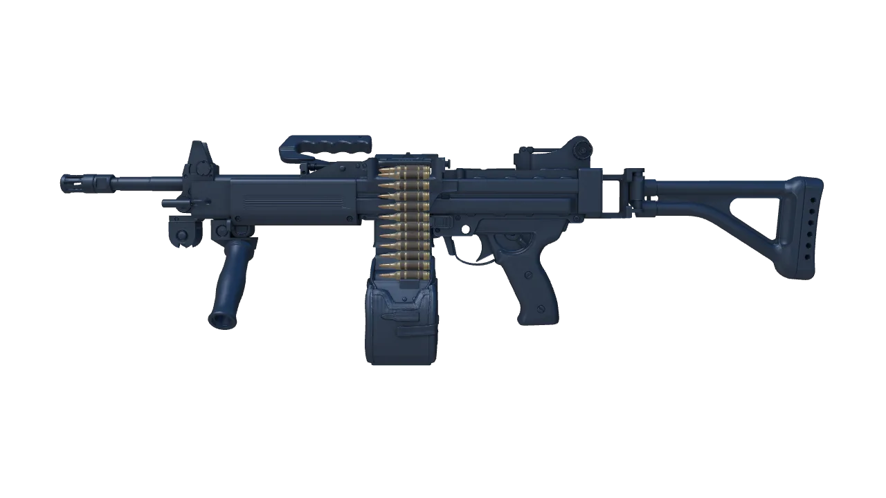 Negev | Anodized Navy (Factory New) — Dust II light, front