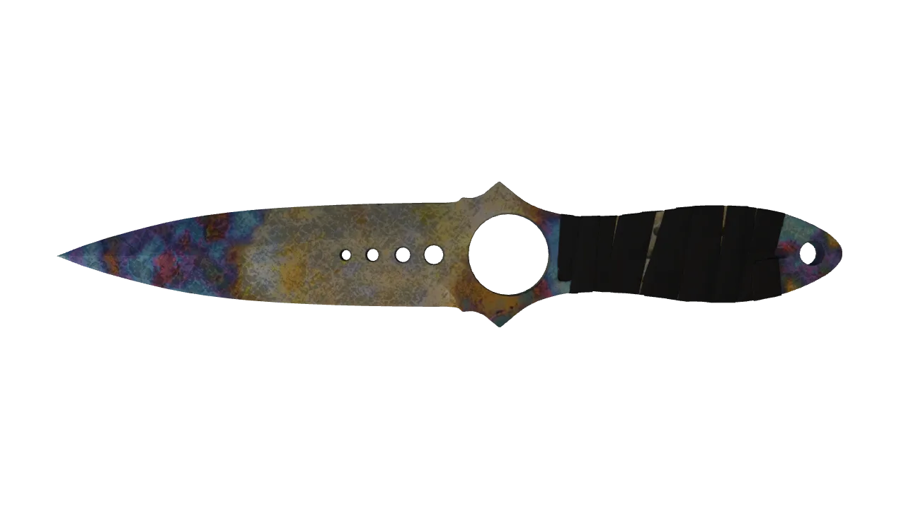 ★ Skeleton Knife | Case Hardened (Battle-Scarred) — Dust II light, front