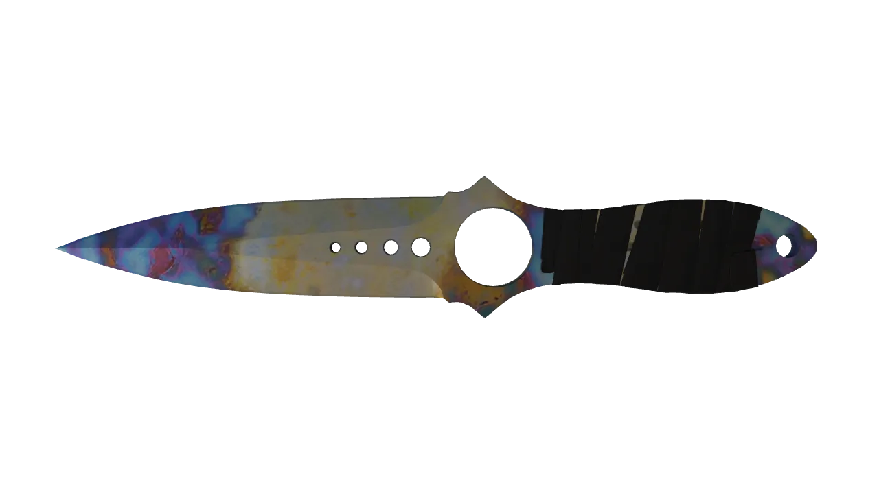★ Skeleton Knife | Case Hardened (Minimal Wear) — Dust II light, front