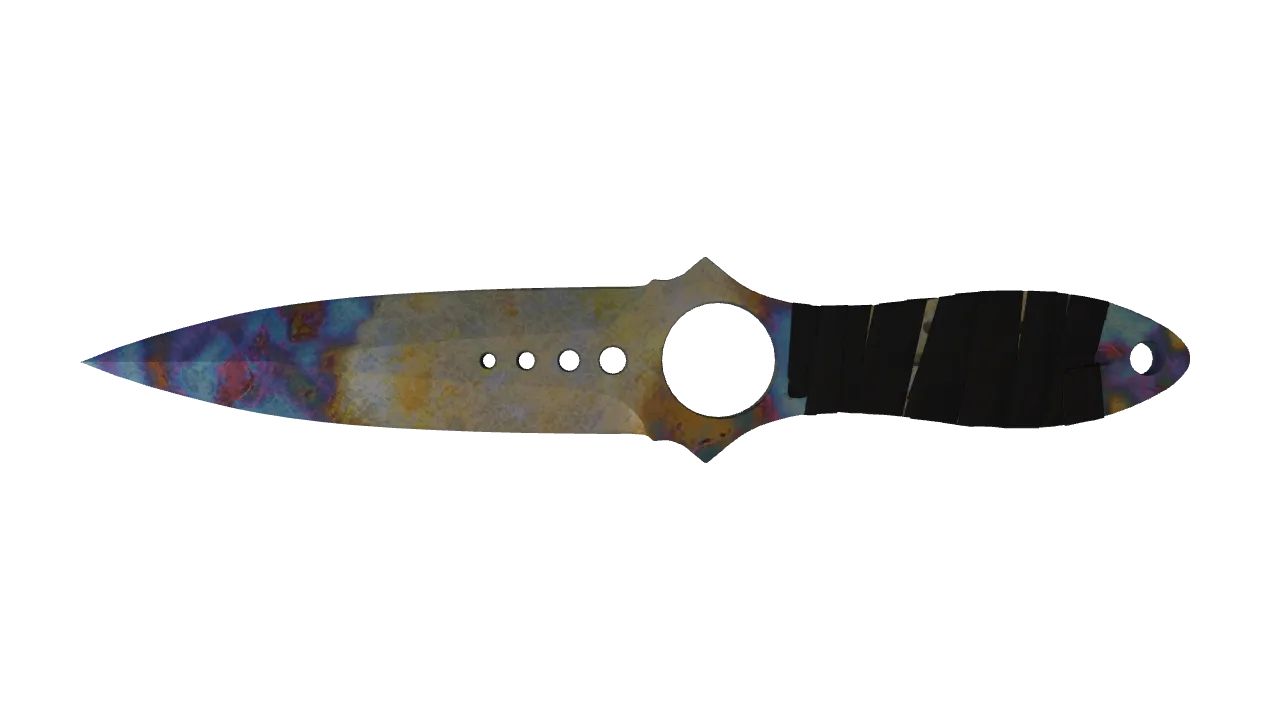 ★ Skeleton Knife | Case Hardened (Well-Worn) — Dust II light, front