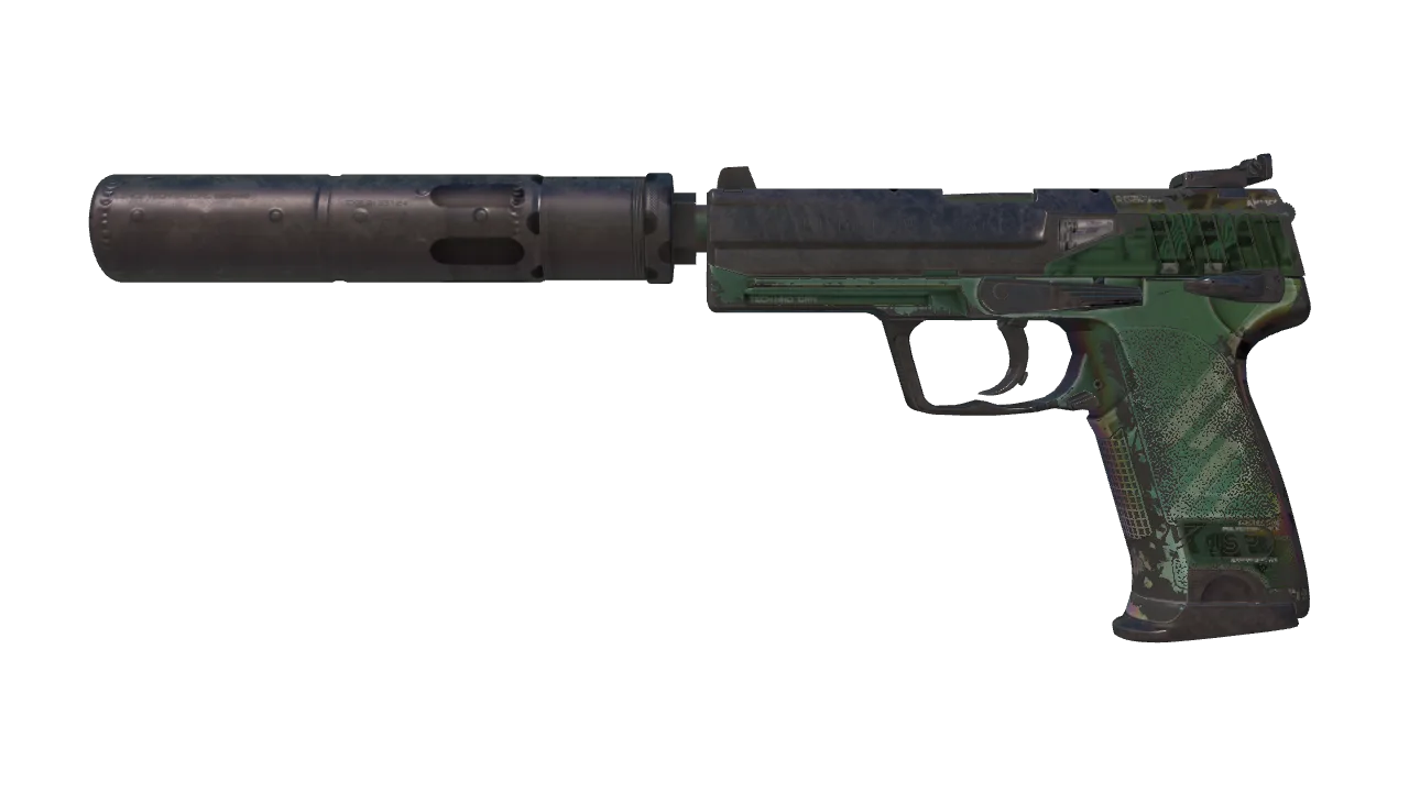 Souvenir USP-S | PC-GRN (Well-Worn) — Dust II light, front