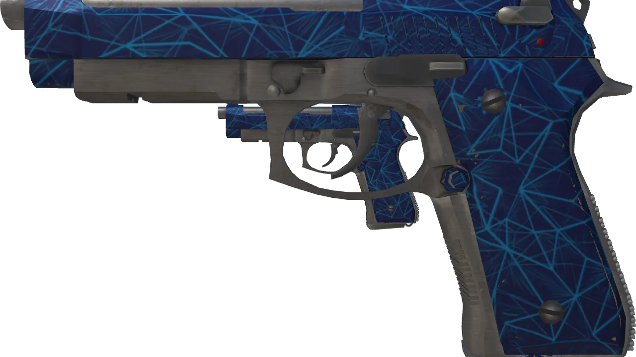 Dual Berettas | Cobalt Quartz (Minimal Wear) — Dust II light, front