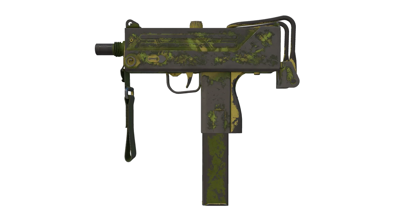MAC-10 | Acid Hex (Battle-Scarred) — Dust II light, front