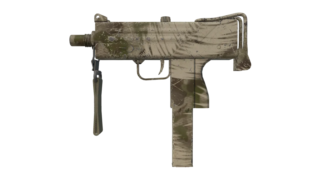 MAC-10 | Palm (Well-Worn) — Dust II light, front