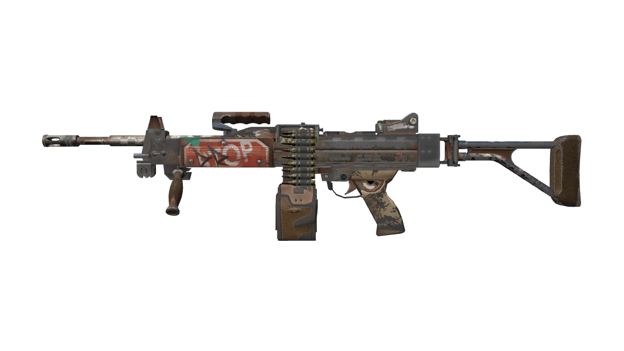 Souvenir Negev | Drop Me (Battle-Scarred) — Dust II light, front