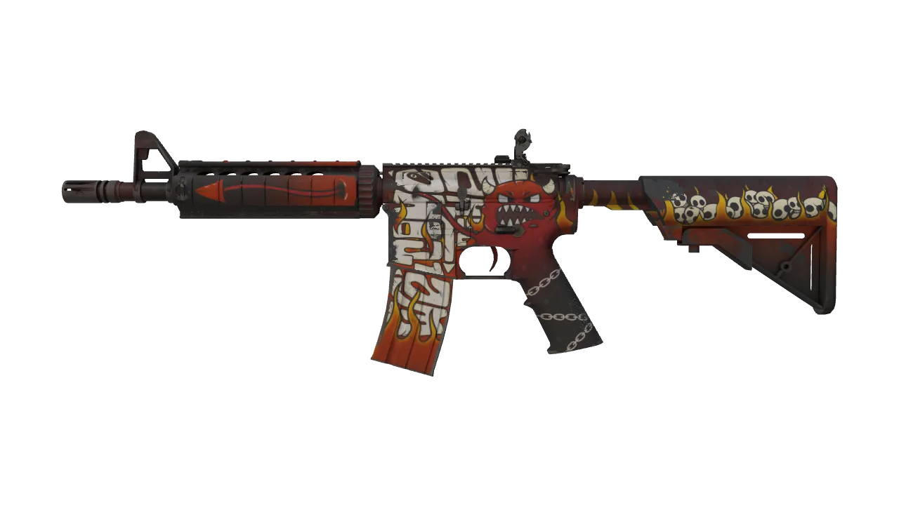 StatTrak™ M4A4 | Hellfire (Minimal Wear) — Dust II light, front