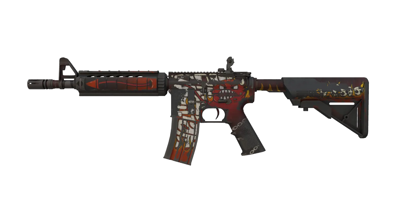StatTrak™ M4A4 | Hellfire (Well-Worn) — Dust II light, front