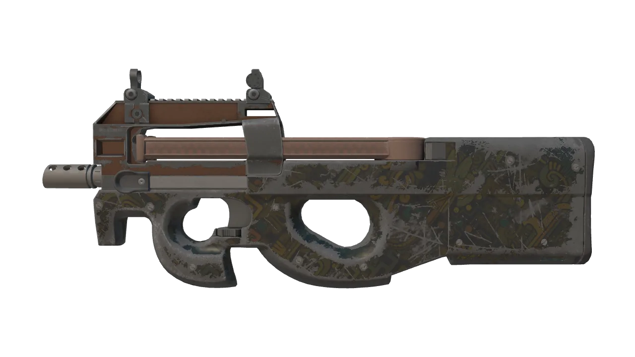 P90 | Ancient Earth (Battle-Scarred) — Dust II light, front