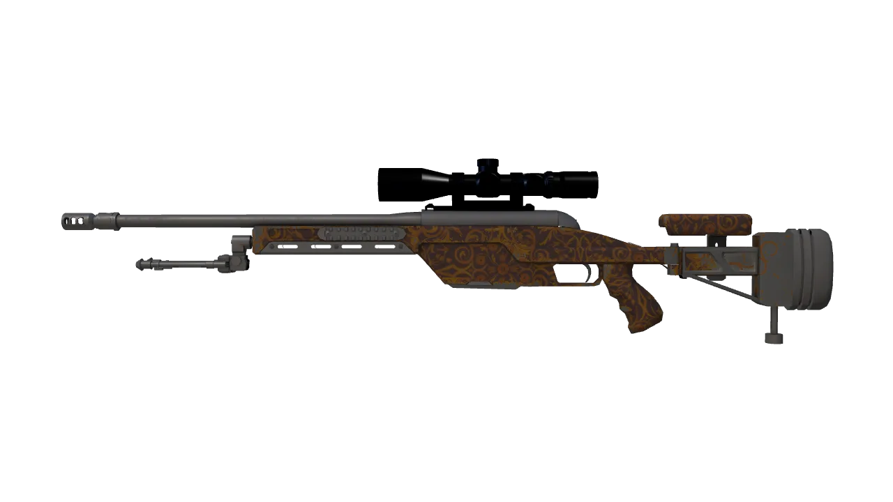 SSG 08 | Orange Filigree (Battle-Scarred) — Dust II light, front