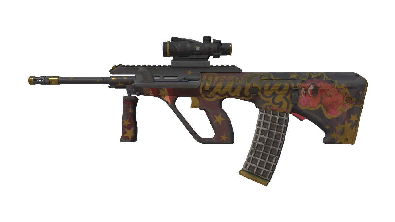 Souvenir AUG | Lil' Pig (Well-Worn) — Dust II light, front