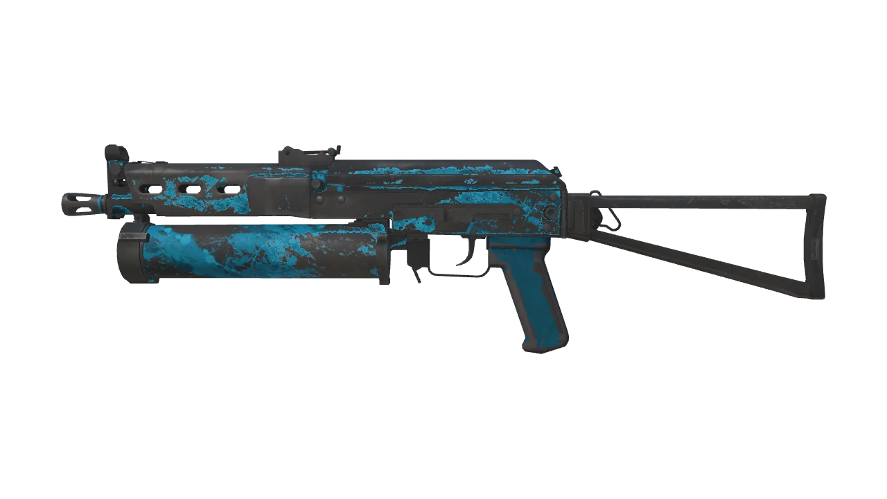StatTrak™ PP-Bizon | Blue Streak (Battle-Scarred) — Dust II light, front