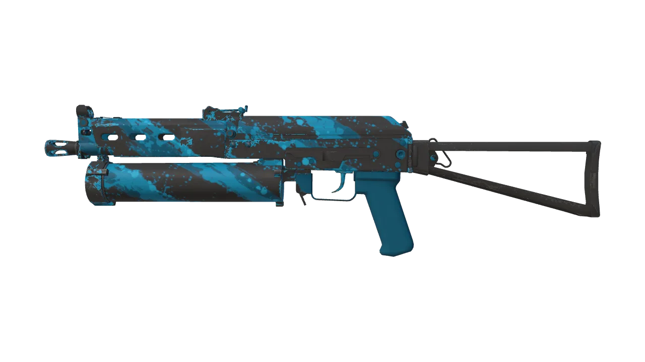 StatTrak™ PP-Bizon | Blue Streak (Minimal Wear) — Dust II light, front
