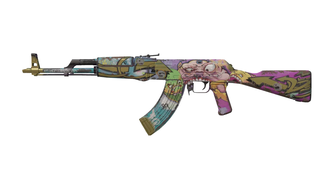 AK-47 | B the Monster (Well-Worn) — Dust II light, front